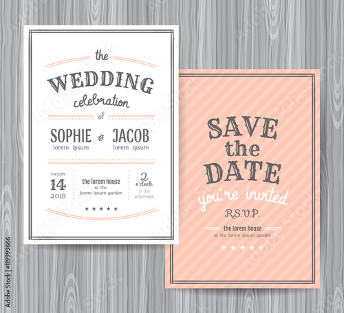 Wedding invitation set design template.