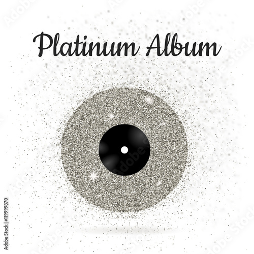 Vector illustration of metal vinyl disk: platinum