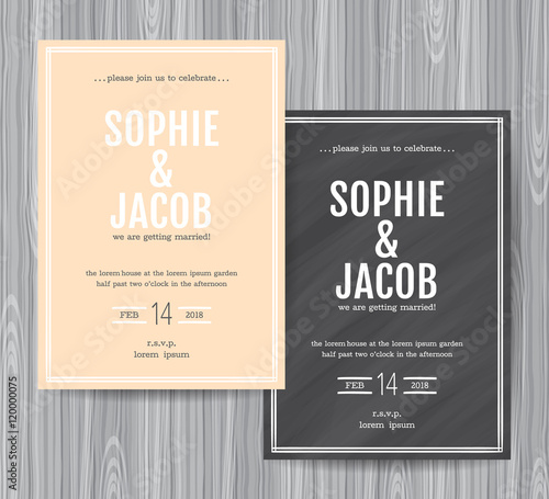 Wedding invitation vintage card.