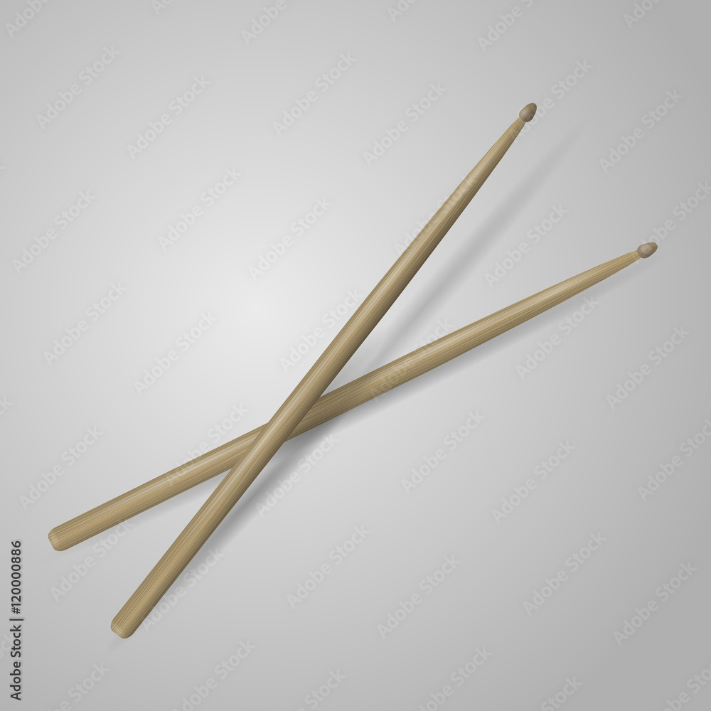 realistic 3d render of drum sticks. vector illustration on white background realistic 3d render of drum sticks. vector illustration on white background