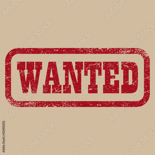 Wanted red stamp text on brown background. vector illustration