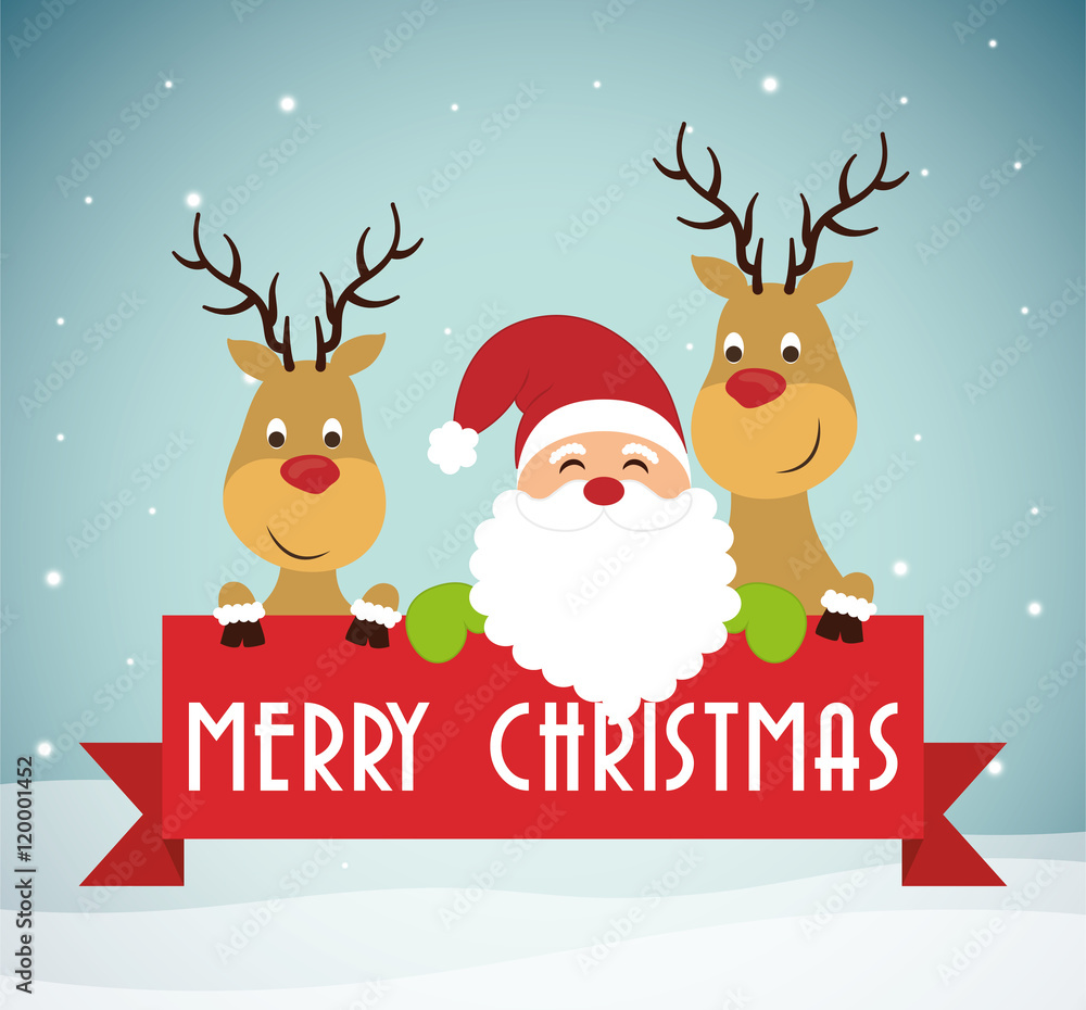 Santa and reindeer cartoon icon. Merry Christmas decoration and season theme. Colorful design. Vector illustration Santa and reindeer cartoon icon. Merry Christmas decoration and season theme. Colorful design. Vector illustration