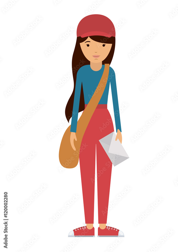 delivery woman and cartoon icon. profession worker and occupation theme. Isolated design. Vector illustration delivery woman and cartoon icon. profession worker and occupation theme. Isolated design. Vector illustration
