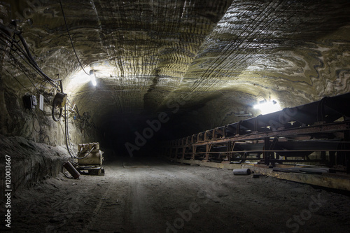 Underground salt mine tunnel