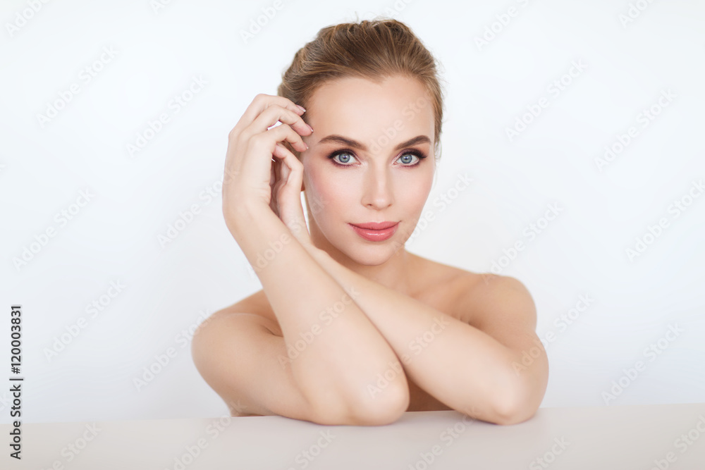 beautiful young woman face and hands beautiful young woman face and hands