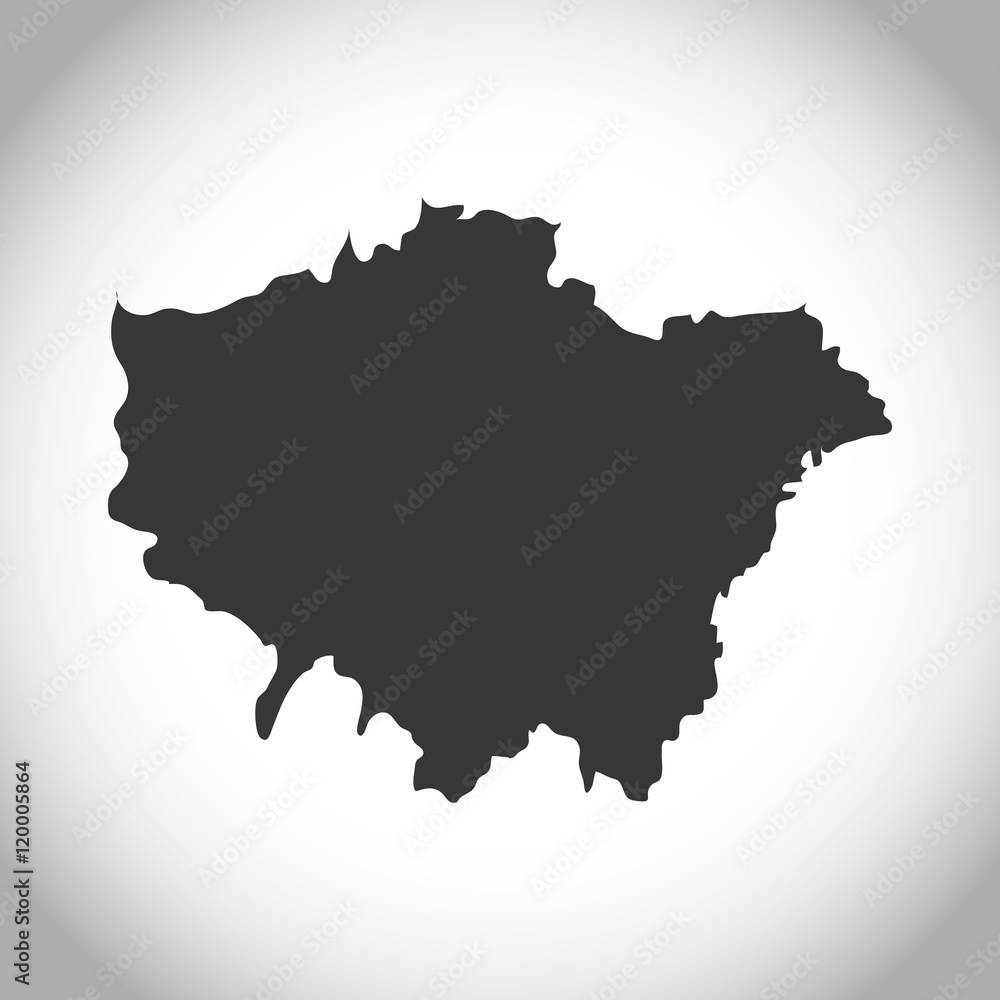 Silhouette of map icon. London england landmark and british theme. Isolated design. Vector illustration
