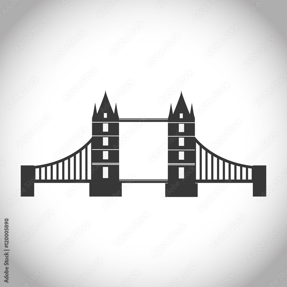 Silhouette of bridge icon. London england landmark and british theme. Isolated design. Vector illustration