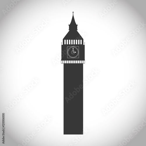 Silhouette of big ben icon. London england landmark and british theme. Isolated design. Vector illustration