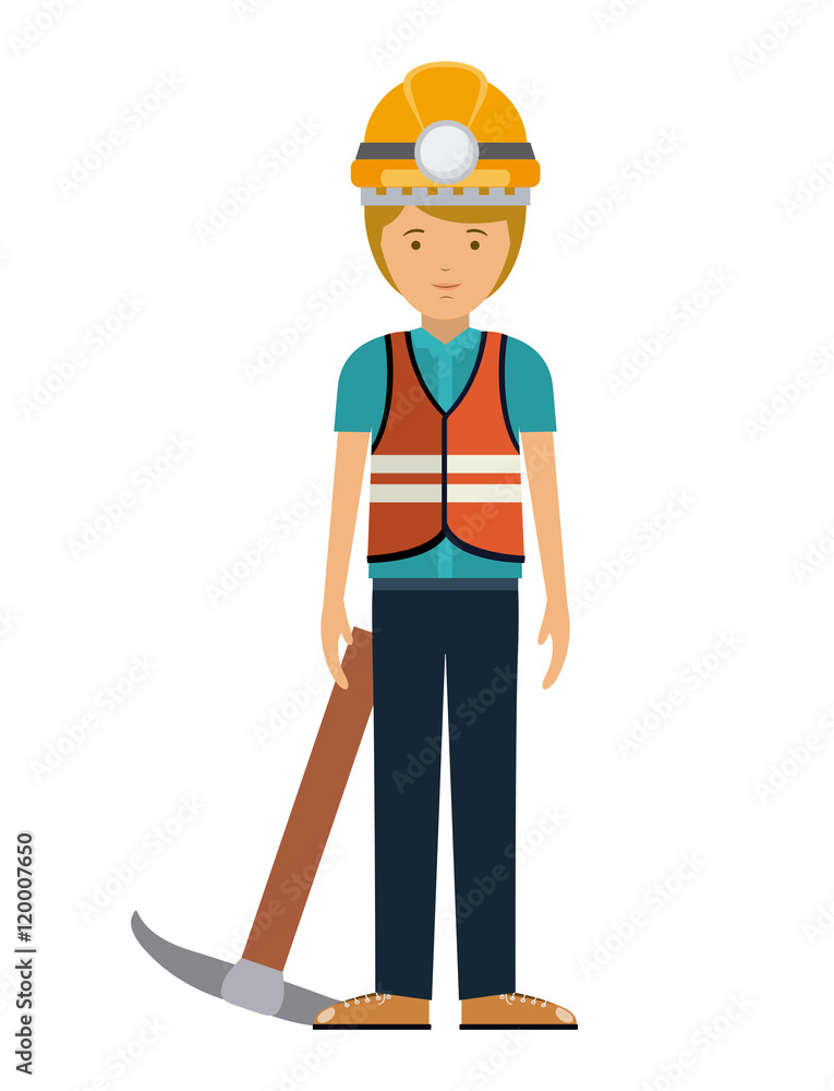 constructer man and cartoon with helmet icon. profession worker and occupation theme. Isolated design. Vector illustration