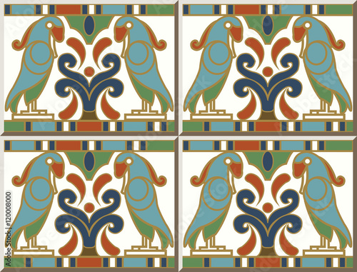 Ceramic tile pattern 378 bird parrot spiral round