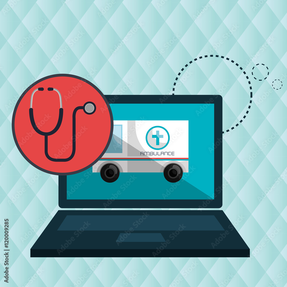 Obraz premium ambulance health laptop icon vector illustration graphic