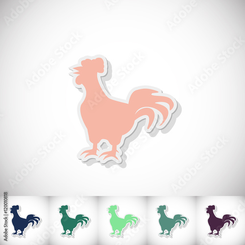 Cock. Flat sticker with shadow on white background
