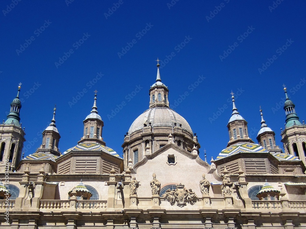 cathedral towers domes and spires Nuestra Senora del Pilar Zaragoza Spain 