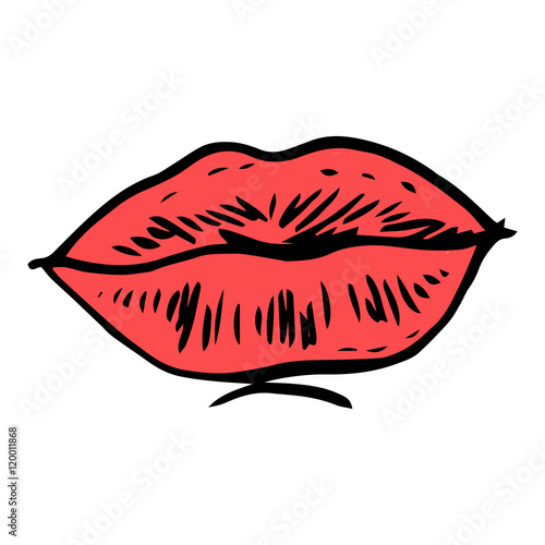 Fashion vector hand drawn female lips