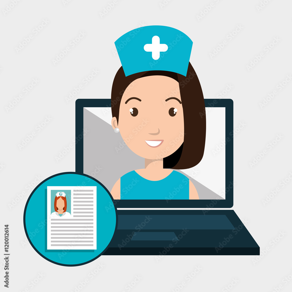 woman nurse laptop health vector illustration graphic woman nurse laptop health vector illustration graphic