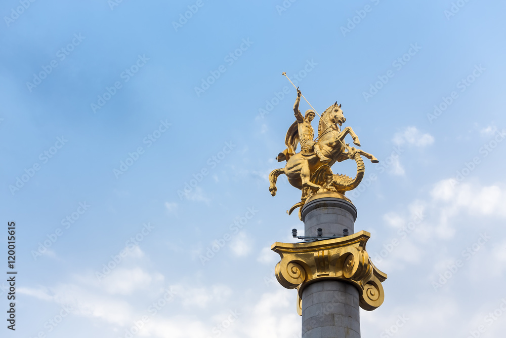 Statue of St. George and the dragon in Tbilisi, Georgia