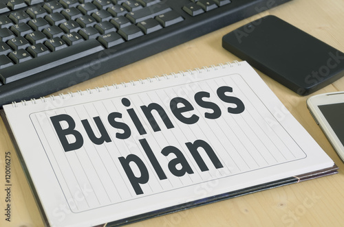Business plan title on working table