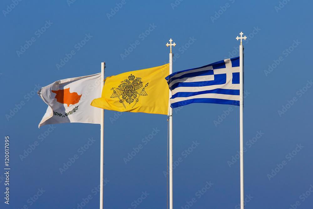 Φωτογραφία Flag of Cyprus, Greece and the Greek Orthodox Church.