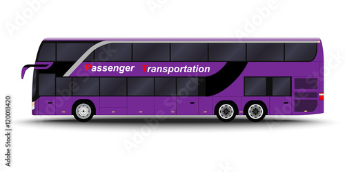 city transport. Double decker, intercity, Bus side view.