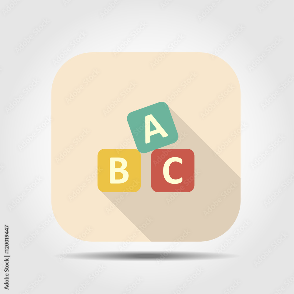 baby toy abc flat icon with long shadow baby toy abc flat icon with long shadow