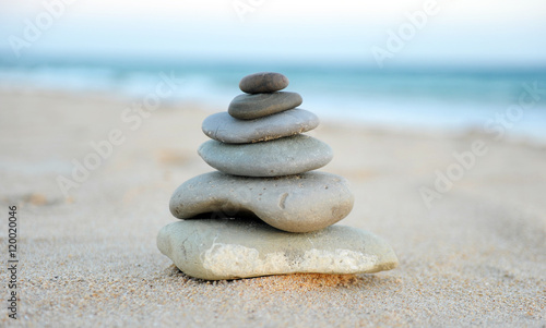 Zen stones on the sand