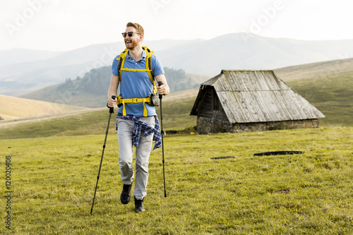 Young man hiking