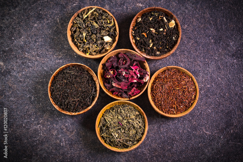 assortment of dry tea. healthy food concept