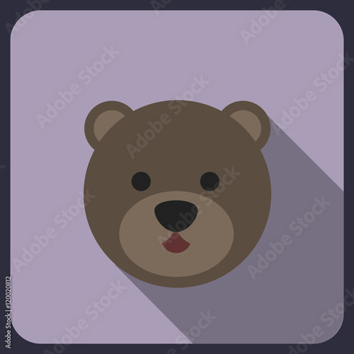 bear flat icon with long shadow