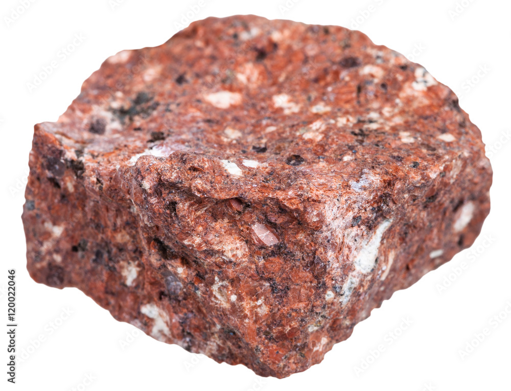 red Dacite stone isolated on white