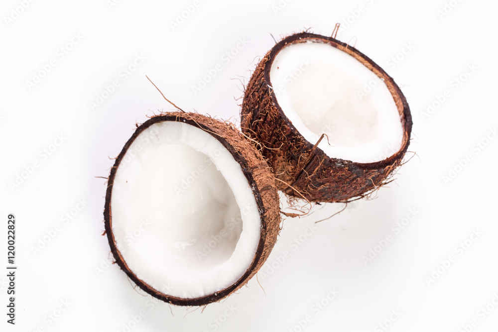Coconut on wooden table. Coconut on wooden table.