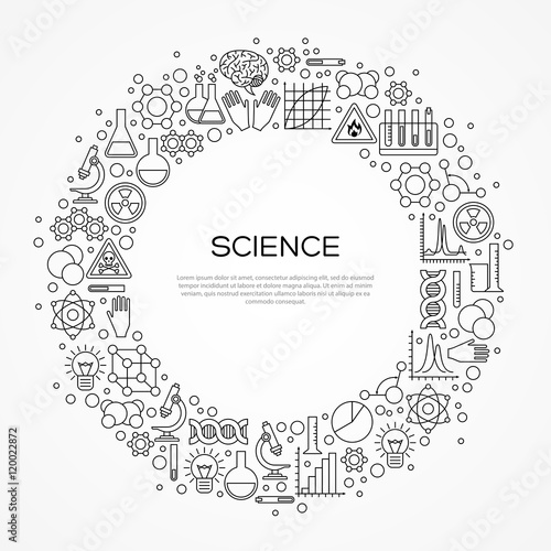 Circle Frame with Scientific Line Icons