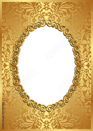 golden background with frame and transparent space insert for picture