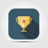 champion cup flat icon with long shadow
