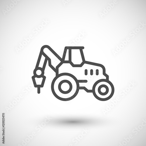 Industrial tractor line icon