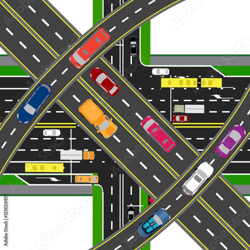Abstract, multilevel transport hub. The intersections of various roads. Transport. illustration