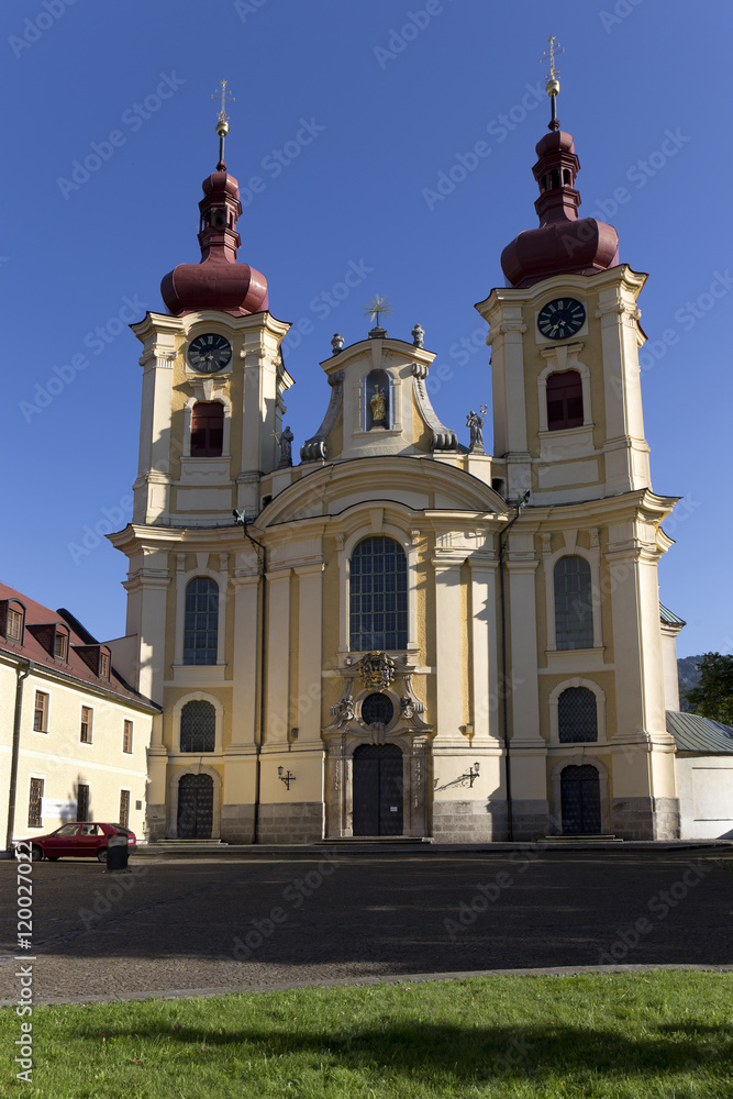 Fototapeta premium Baroque Basilica of the Visitation Virgin Mary, place of pilgrimage, Hejnice, Czech Republic