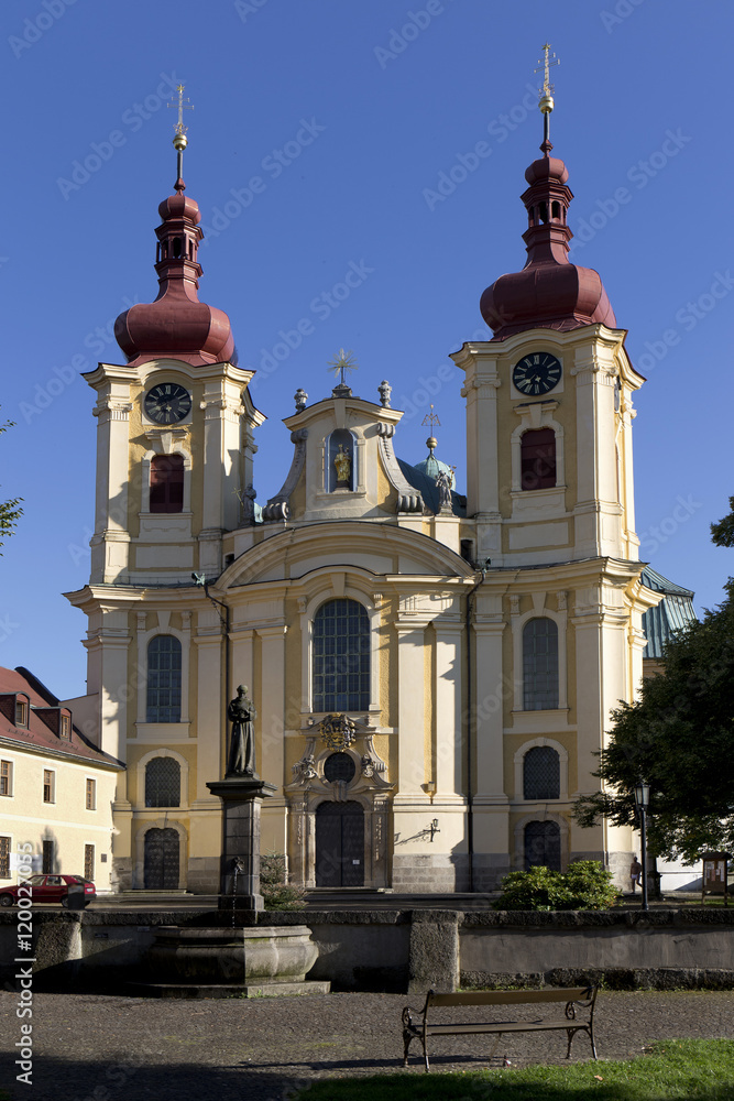 Naklejka premium Baroque Basilica of the Visitation Virgin Mary, place of pilgrimage, Hejnice, Czech Republic