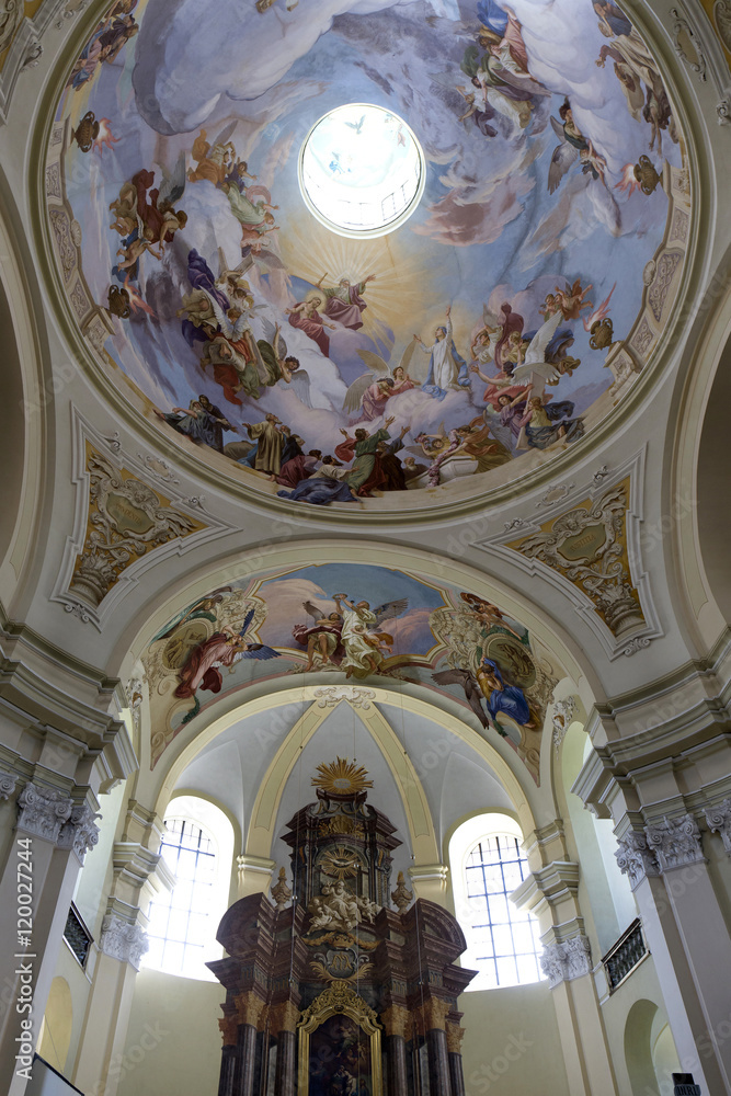 Interior of baroque Basilica of the Visitation Virgin Mary, place of pilgrimage, Hejnice, Czech Republic