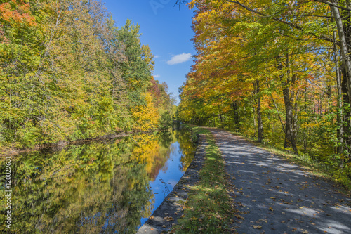 Mixture of fall colors along an old canal during a sunny October afternoon.  