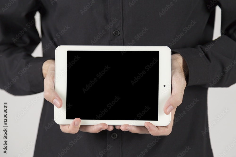 Man Holding Digital Tablet Man Holding Digital Tablet