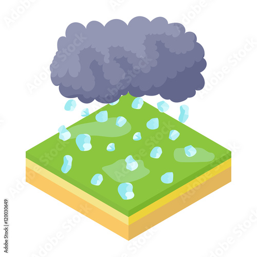 Cloud and hail icon in cartoon style on a white background vector illustration
