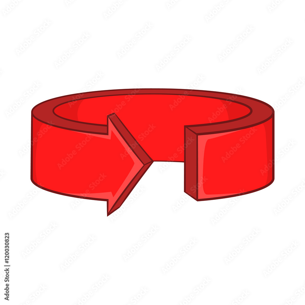 Red round arrow icon in cartoon style on a white background vector illustration Red round arrow icon in cartoon style on a white background vector illustration