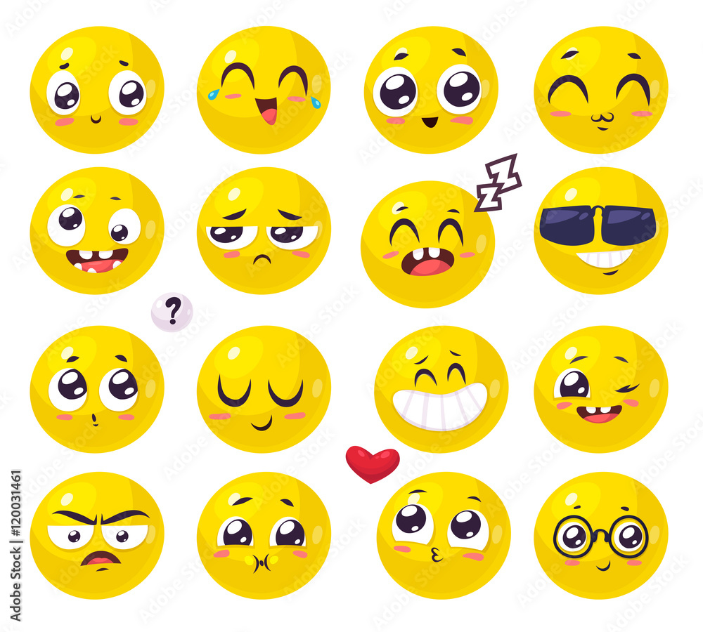 Smiles set of characters. Vector cute cartoons Smiles set of characters. Vector cute cartoons