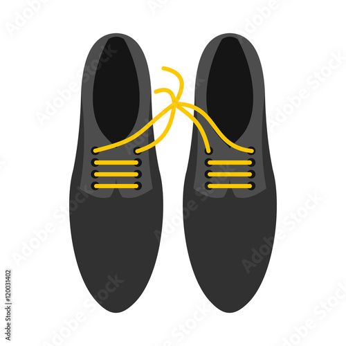 Tied laces on shoes icon in flat style isolated on white background. Joke symbol vector illustration