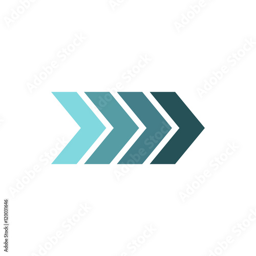 Striped arrow icon in flat style isolated on white background. Pointer symbol vector illustration