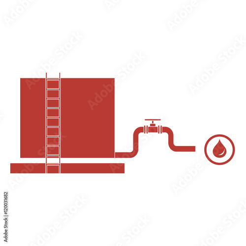 Stylized icon of the tank with oil and a pipe with a valve