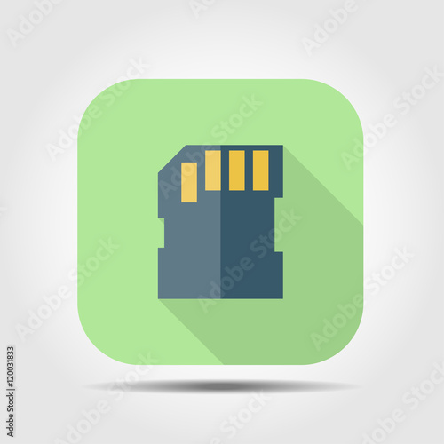 memory card flat icon with long shadow