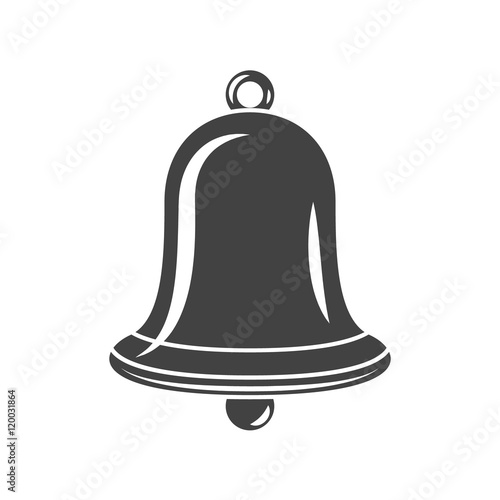 Hand Bell Black icon, logo element, flat vector illustration isolated on white background.