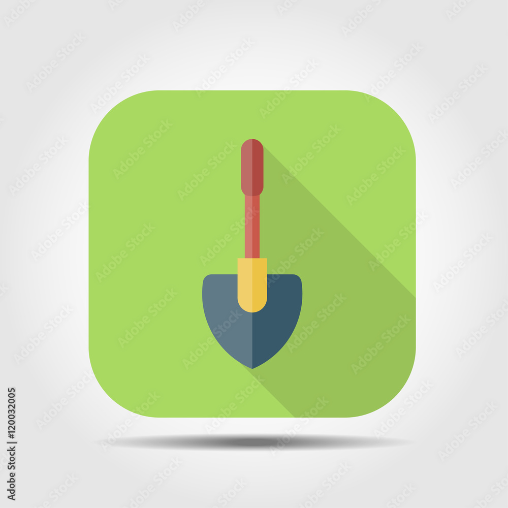 hand shovel flat icon with long shadow hand shovel flat icon with long shadow