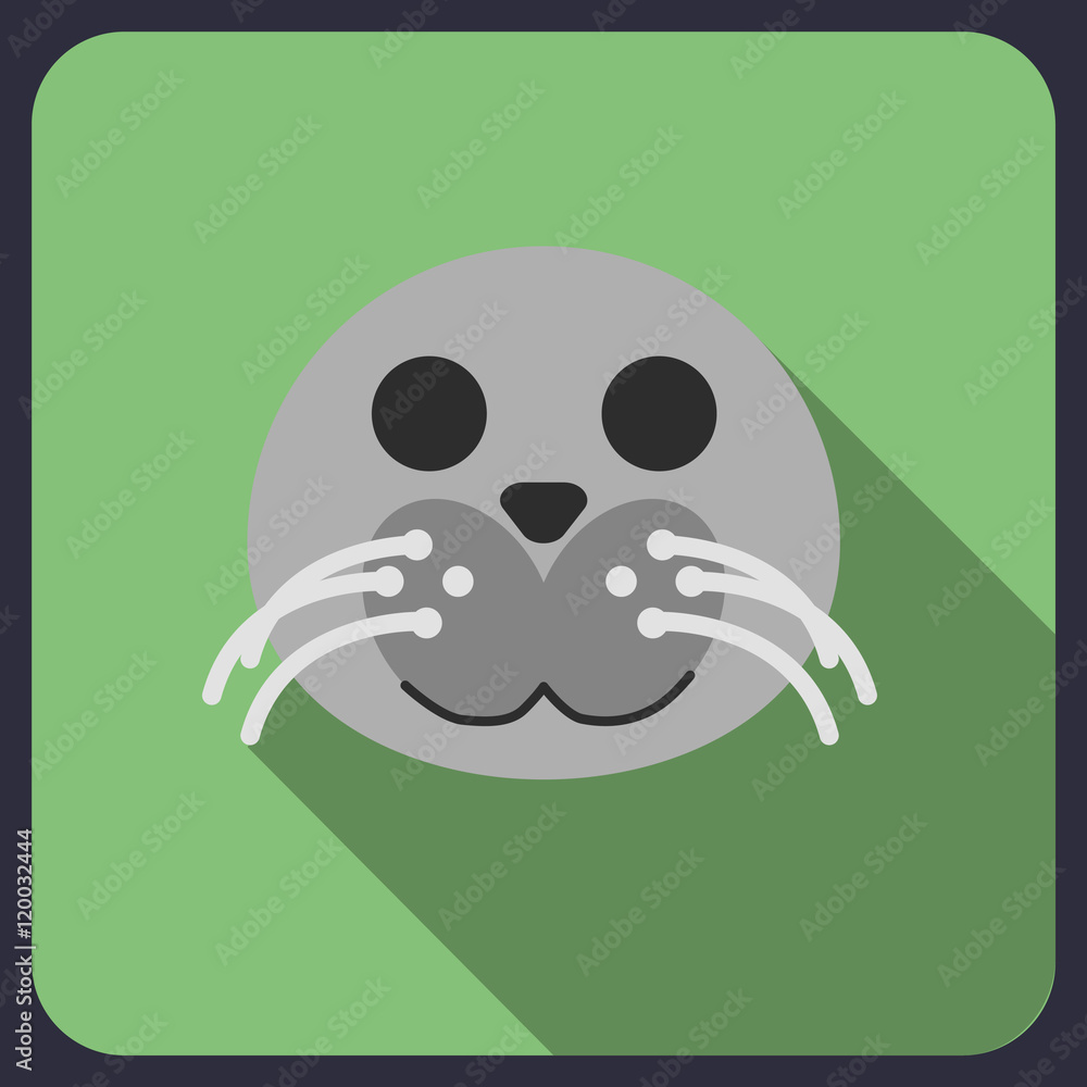 sea seal flat icon with long shadow sea seal flat icon with long shadow